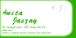 anita jaszay business card